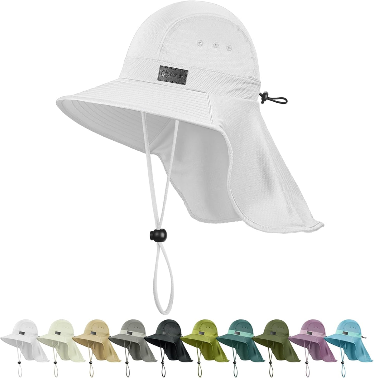 Sukeen Cooling Sun Hat for Men Women UPF50+ Wide Brim Fishing Hat with Neck Flap Adjustable Foldable Bucket Hat for Hiking
