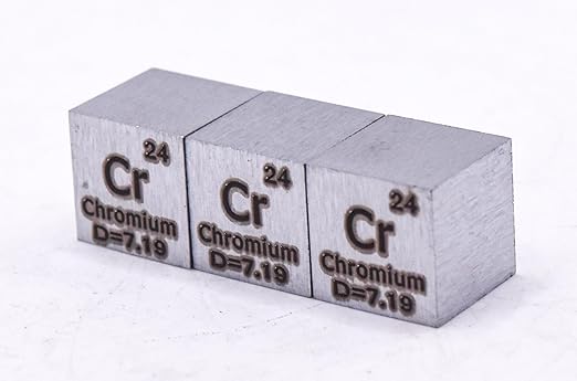 0.39" 10mm Chromium Metal Cube Cr up to 99.9% Pure Periodic Table Element Engraved Density Collection Science Education Display Block Cube + Acrylic Case Box - 1PC