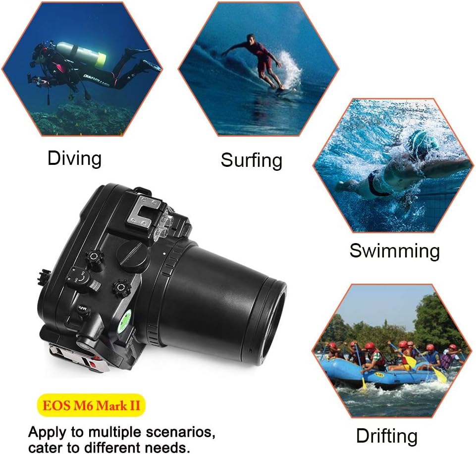 Sea frogs Underwater Camera Case Compatible with Canon EOS M6 Mark II 18-150MM IPX8 40m/130ft Maximum Diving Depth Waterproof Camera Housing for Diving, Surfing, Rowing, Skiing
