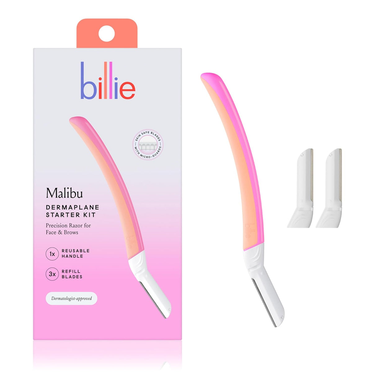 Billie Women's Razor Kit with 5 Blades + Dermaplane Starter Kit with 3 Refill Blades for Facial Hair Removal