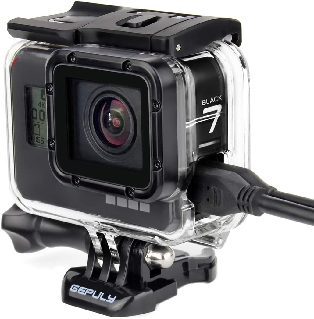 Skeleton Housing Case for Hero 2018/7/6/5 Black - GoPro Side Open Case USB Pass Through for Long-Time Recording/Live Streaming