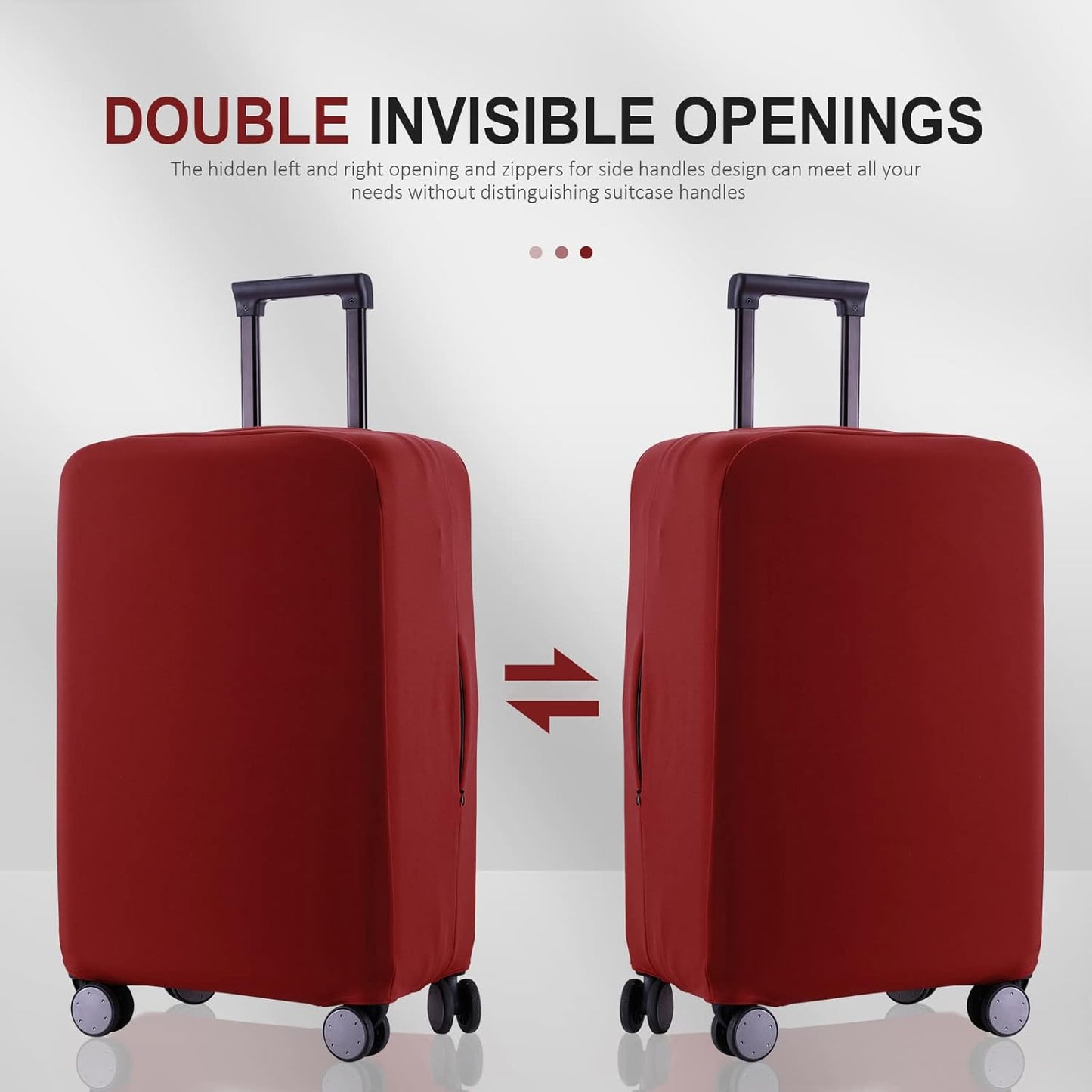 Travel Luggage Cover Suitcase Protector Scratch-Resistant Fit 19-31 Inch Suitcase, Not Included Suitcase (Claret, L(26-27 inch))