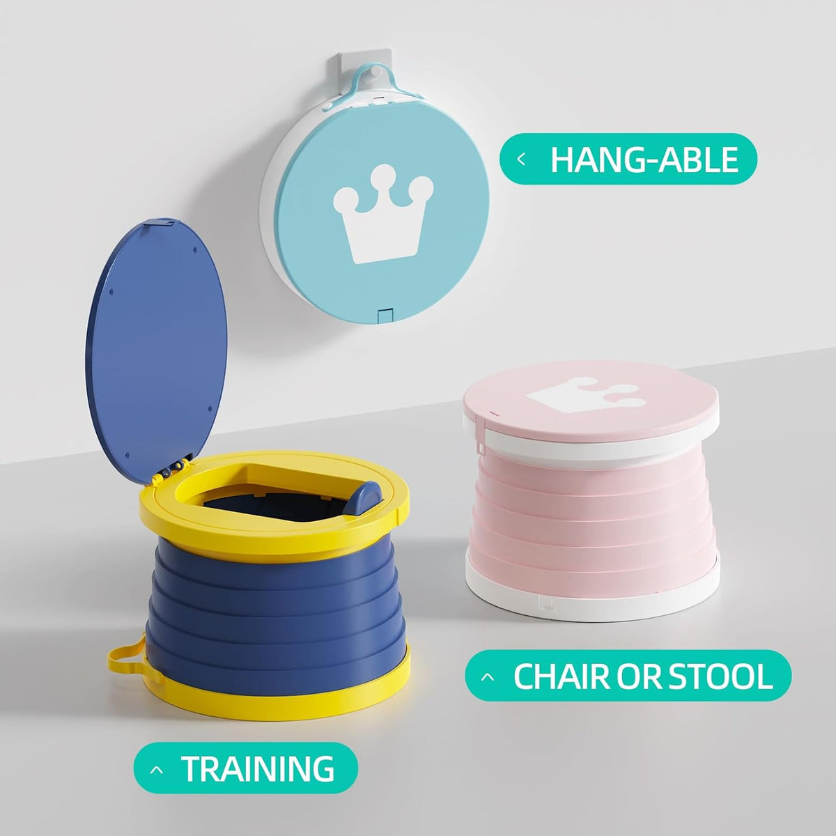 Travel Potty Seat Fold-and-Go Portable Training Toilet for Baby, Kids, Toddlers, Foldable Easy to Use, Durable and Strong, Ideal for Indoor, Travel, Camping, and Outdoor Activities