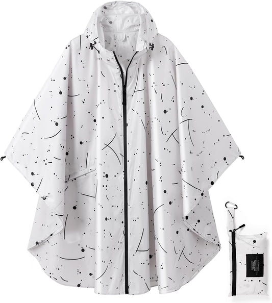 Rain Poncho Jacket Coat Hooded Zipper Style for Women/Men/Adult with Pocket