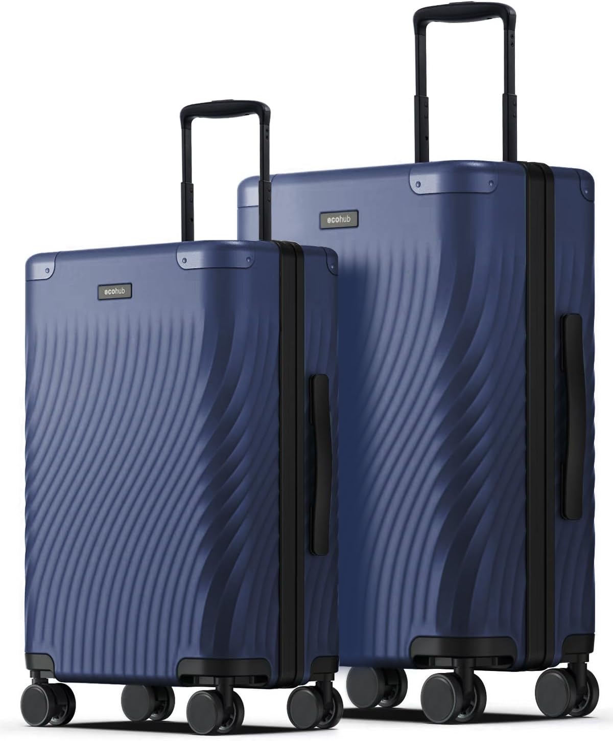 ECOHUB Hardside Expandable Carry On Luggage Sets, Recycled PC 20/24" Rolling Luggage Airline Approved with Spinner Wheels & TSA Lock, Lightweight Hardshell Travel Suitcase, 20+24 inch Carry-on Blue