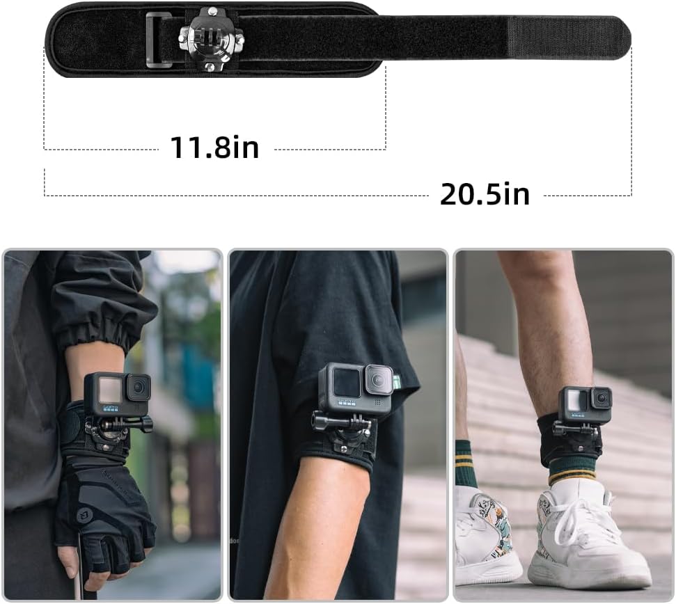 SUREWO Wrist Strap Mount Compatible with GoPro Hero 13/12/11/10/9/8/7//6/5 Black,DJI Osmo Action 5 pro/4/3,Insta 360 ONE R,AKASO/Campark and More