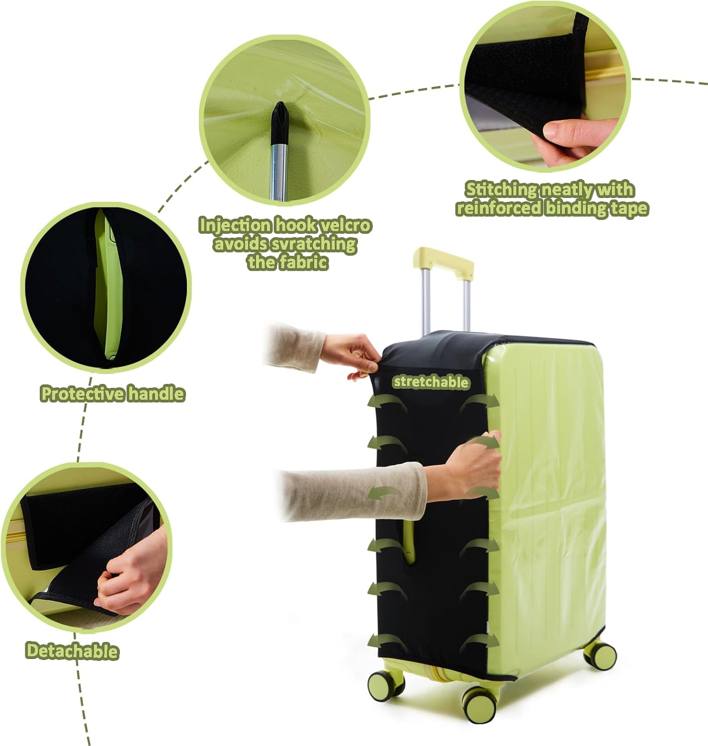 Clear PVC Suitcase Covers Protectors Transparent Luggage Cover Waterproof Wheeled Suitcase Dust Cover Dustproof Travel Luggage Sleeve Protector (3PCS Elastic)