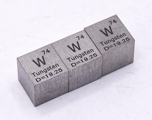 0.39" 10mm Tungsten Wolfram Metal Cube W up to 99.9% Pure Periodic Table Element Engraved Density Collection Science Education Display Block Cube + Acrylic Case Box - 1PC