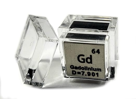 0.39" 10mm Gadolinium Metal Cube Gd up to 99.9% Pure Periodic Table Element Engraved Density Collection Science Education Display Block Cube + Acrylic Case Box - 1PC