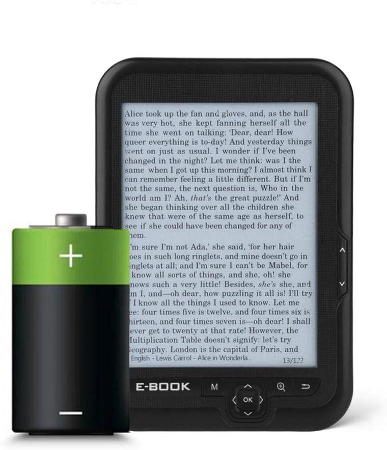 E-Reader, 6 inch E‑Book Reader with E‑Ink Screen, 1024 x 768 Resolution Display 300DPI Electronic Paper Book with Blue Cover, E-Paper Supports TF Card for Adult, Kids(Black 2)