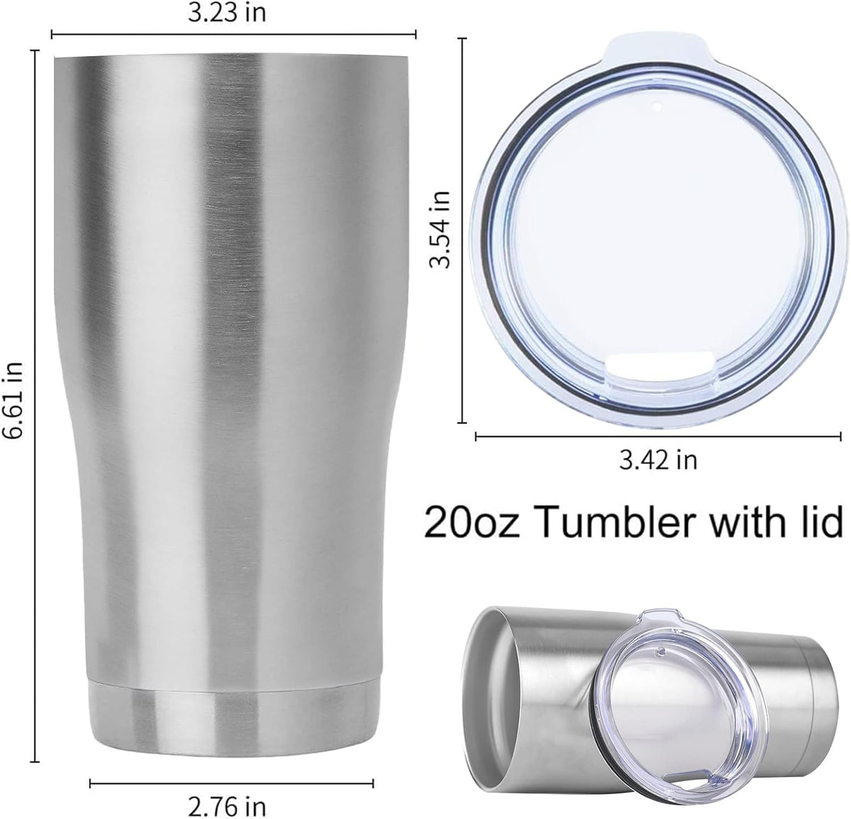 DOMICARE 20oz Tumbler with Lid Stainless Steel Tumblers Bulk, Double Wall Vacuum Insulated Coffee Travel Mug, 8 Pack Stainless Steel