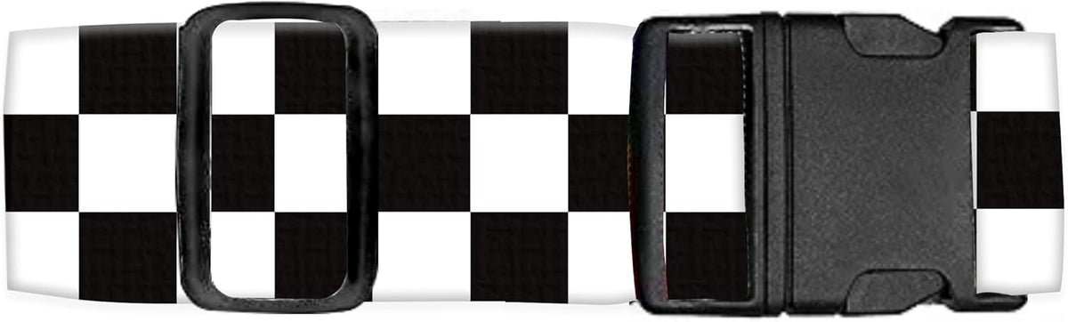 Luggage Straps for Suitcases Travel Belt Accessories, Cute Suitcase Strap, Adjustable Luggage Belt Strap, Heavy Duty with Quick-Release Buckle Luggage Strap Classic White Black Checkerboard