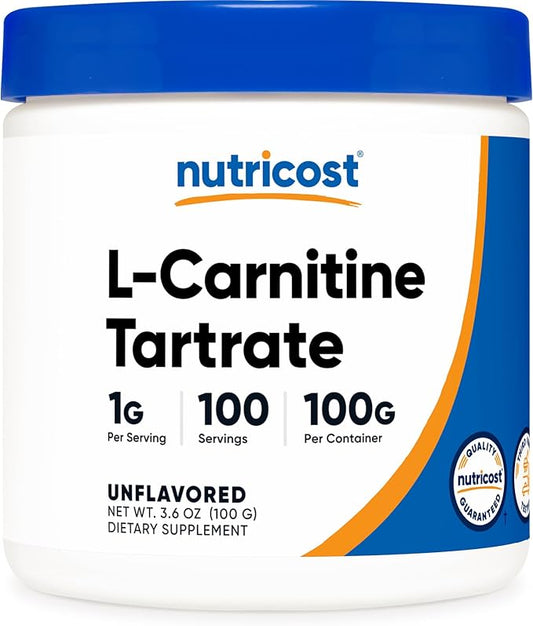 Nutricost L-Carnitine Tartrate Powder (100 Grams) - 1 Gram per Serving; 100 Servings