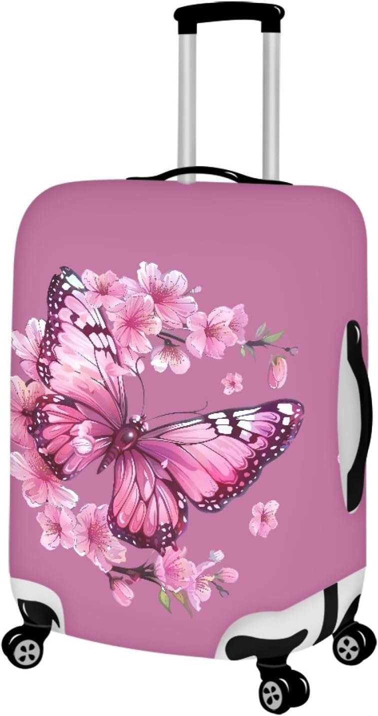 Purple Butterfly Luggage Cover Anti-scratch Baggage Suitcase Protector Fits 18-21 Inch Luggage