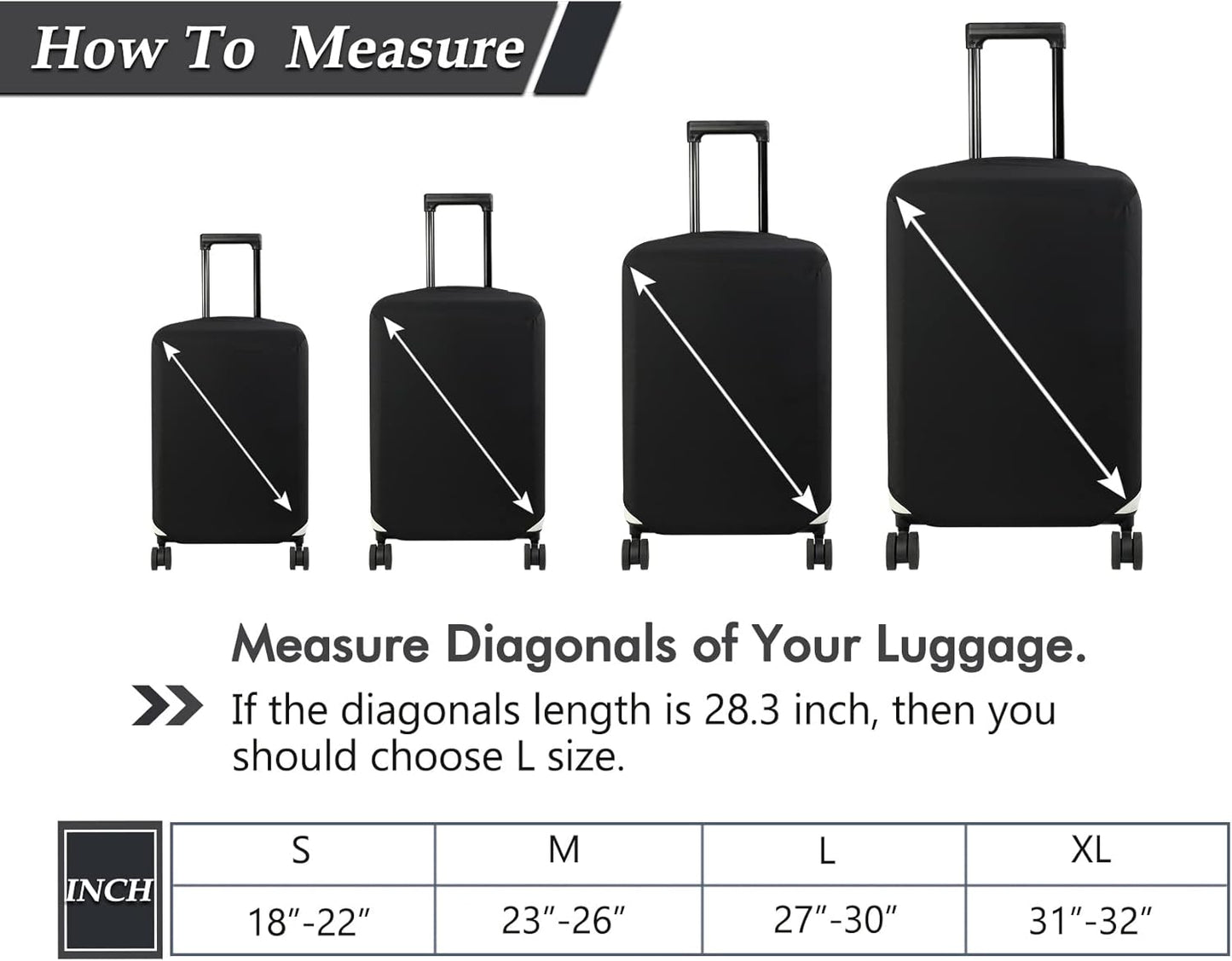 HYPER VENTURE Washable Luggage Cover - Fashion Suitcase Protector Fits 18-22 Inch Luggage (Black, S)
