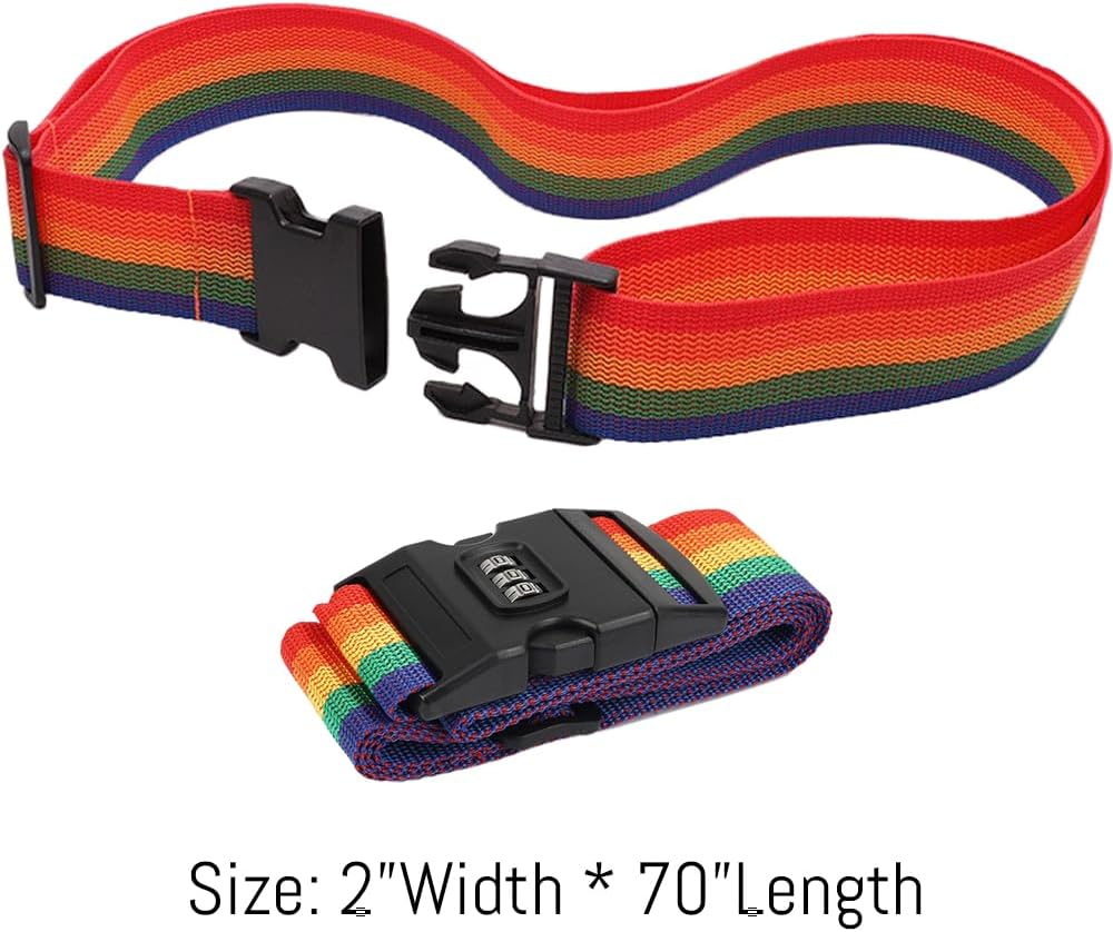 3PC Custom Embroidery Luggage Strap with Your Text/Name,Personalized Luggage Straps with Lock for Suitcases,Adjustable Suitcase Strap Belt Tag for Secure Travel