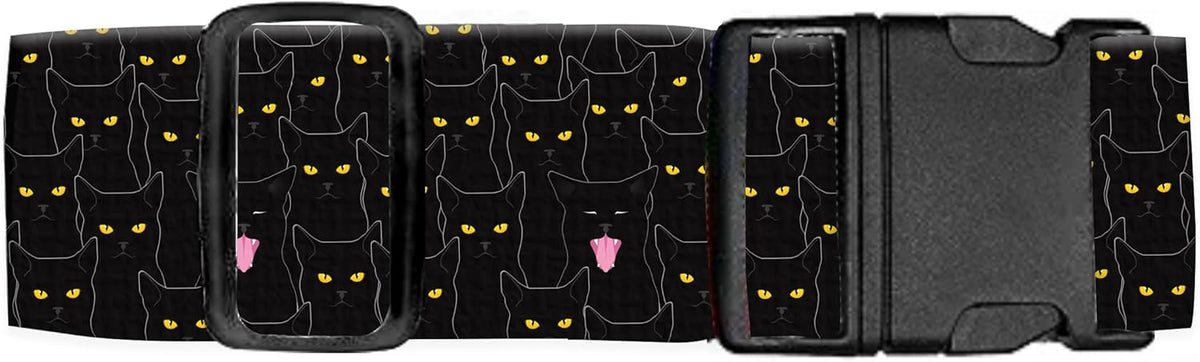Luggage Straps for Suitcases Travel Belt Accessories, Cute Suitcase Strap, Adjustable Luggage Belt Strap, Heavy Duty with Quick-Release Buckle Luggage Strap Luxury Black Cats