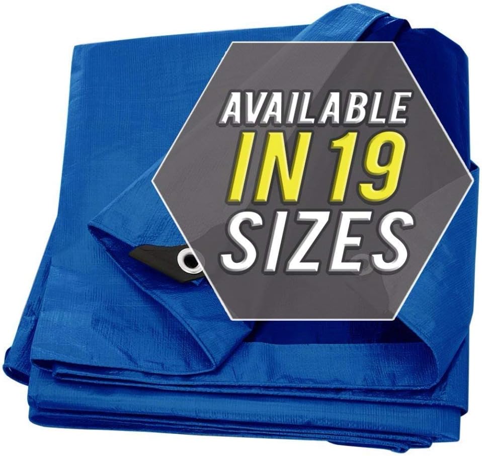 Large Waterproof Tarp - Heavy Duty 5 Mil Thick Poly Tarpaulin Ideal for Canopy Tents, Boats, RV or Pool Covers - Multipurpose Protective Tarps with Grommets for Indoor and Outdoor Use | 20' x 30'
