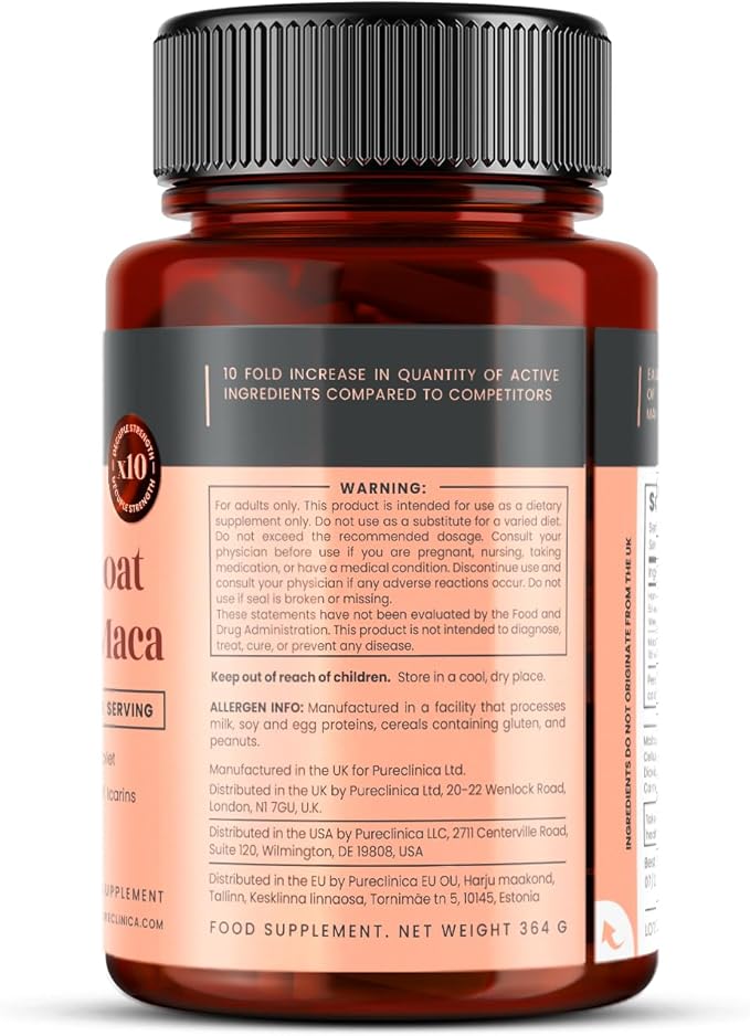 10X Horny Goat Weed Extract (3750mg) Maca Extract (2500mg) x 360 Tablets (2 Bottles of 180) - 1 Years Supply