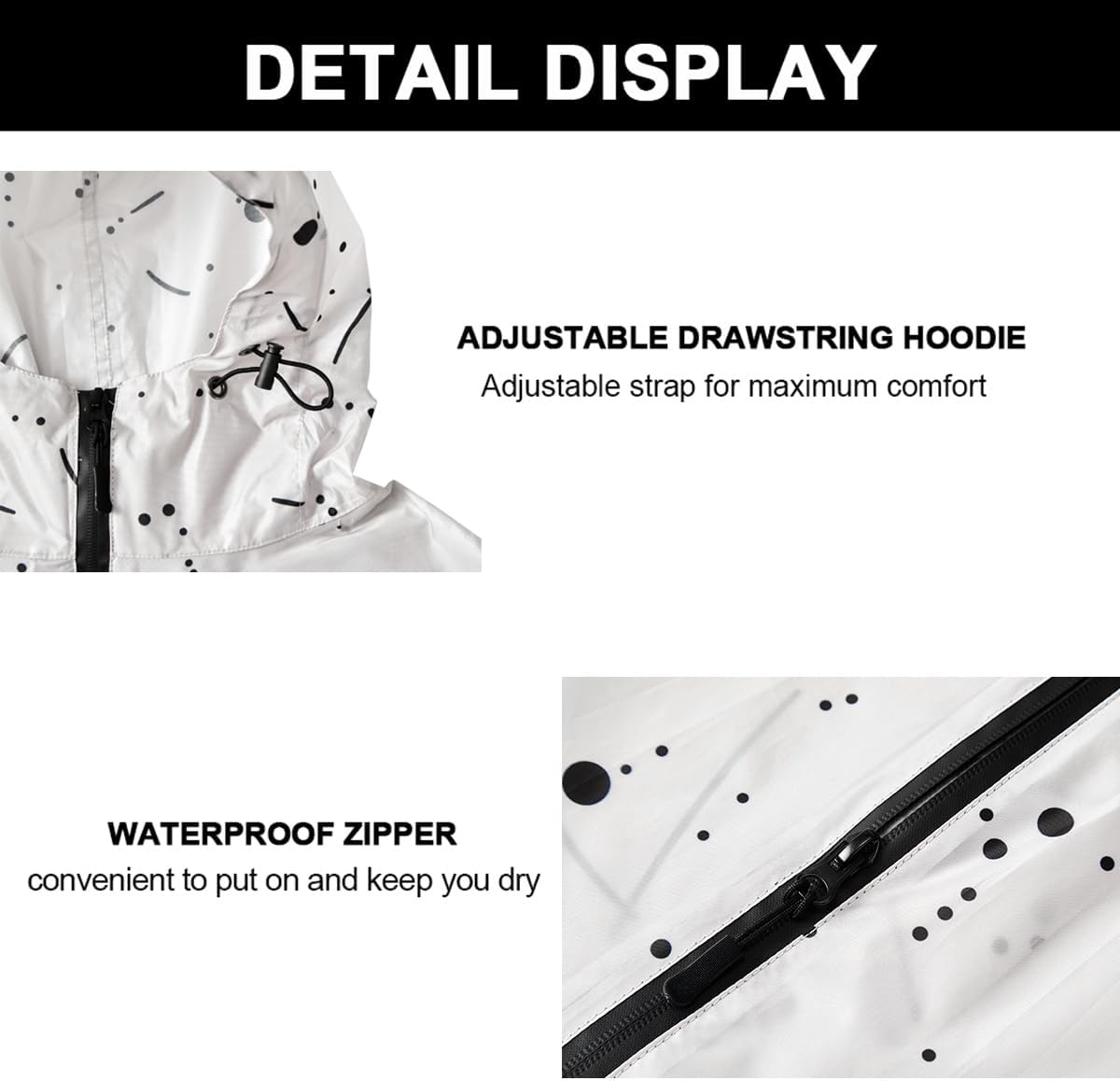 Rain Poncho Jacket Coat Hooded Zipper Style for Women/Men/Adult with Pocket