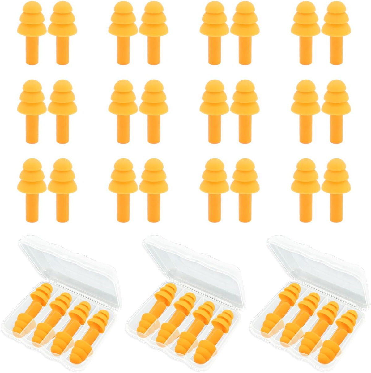 Ear Plugs for Sleeping,12 Pair Earplugs Noise Canceling Soft Silicone Ear Plug Reusable Earplugs for Sleep,Concert,Swimming,Study,Loud Noise,Snoring(Orange)