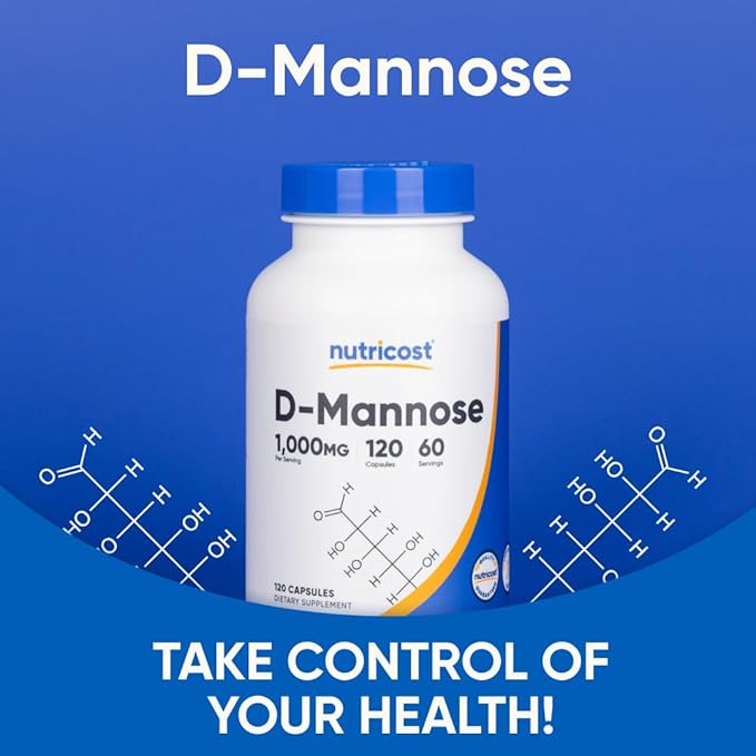 Nutricost D-Mannose 1000mg Per Serving, 120 Capsules - 500mg Per Capsule, Urinary Tract Health, Non-GMO and Gluten Free