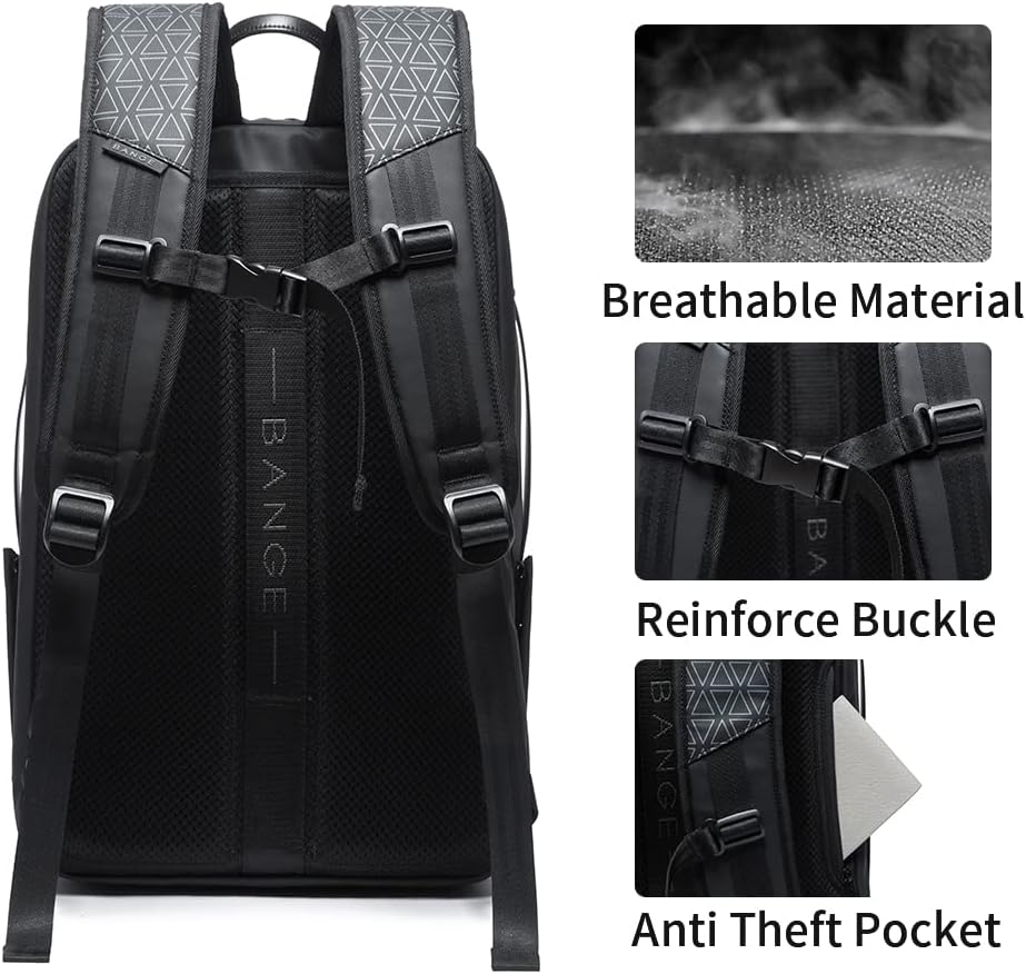 BANGE Travel Backpacks,Weekender Carry On Backpack, Waterproof Men's Business Laptop Backpack for 15.6inch