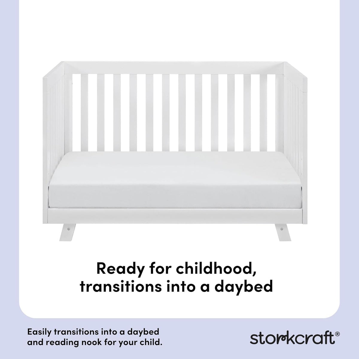 Storkcraft Beckett Convertible Crib (White) – Converts from Baby Crib to Toddler Bed and Daybed, Fits Standard Full-Size Crib Mattress, Adjustable Mattress Support Base
