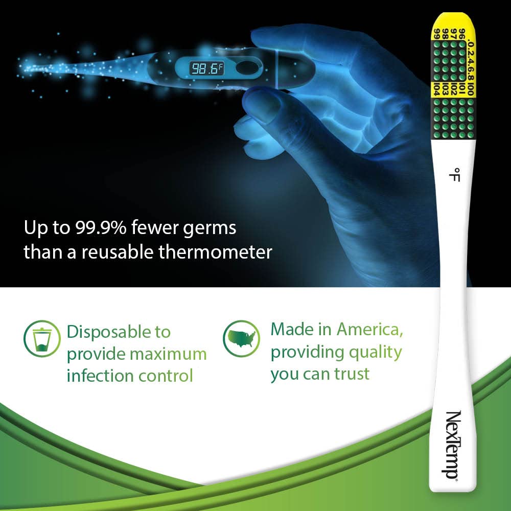 Ultra Single-Use Thermometers - Individually Wrapped Disposable First Aid Supplies, High-Accuracy Reading, For Business, School, and Healthcare Use, Fahrenheit, 100-Pack, by Medical Indicators
