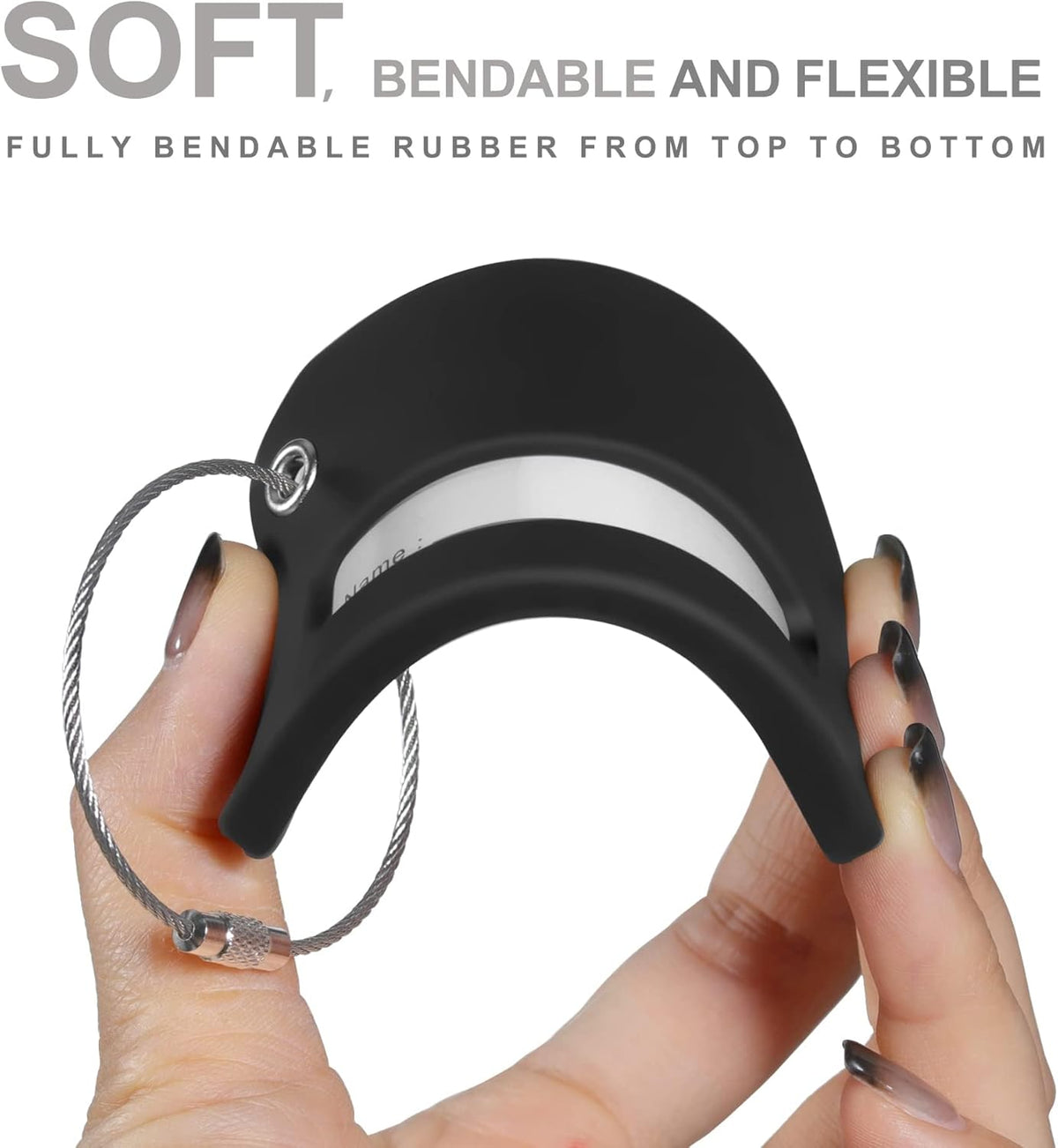 8 Pcs Luggage Tags for Suitcases, 26 Initial Letter Travel Luggage Baggage Identification Labels ID Tags Fully Bendable Tags with Stainless Steel Loop (Letter L, Black)
