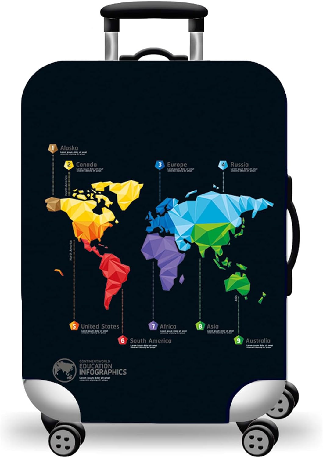 WUJIAONIAO Travel Luggage Cover Baggage Suitcase Cover Protector Skins 18-32 Inch (map, S (for 18-20 inch luggage))