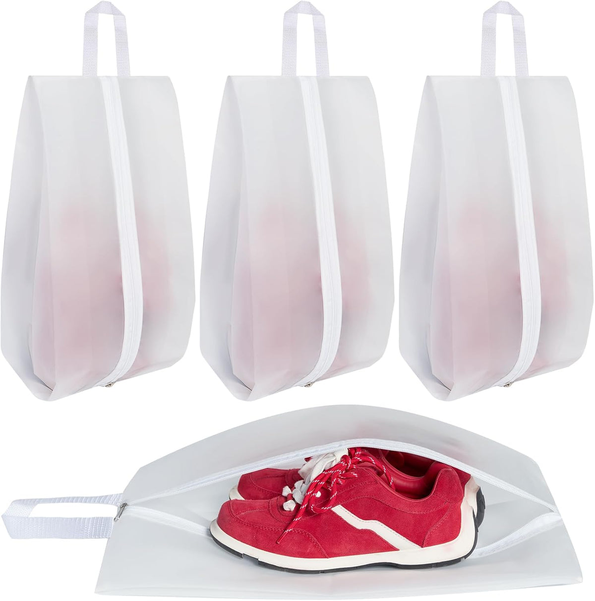 Vorspack Shoe Bags for Travel - 4 Pack Large Transparent Shoe Organizer with Handle Dustproof Shoe Bag Reusable Shoe Storage Bags for Men & Women