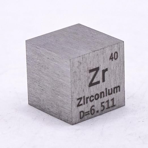 0.39" 10mm Zirconium Metal Cube Zr up to 99.9% Pure Periodic Table Element Engraved Density Collection Science Education Display Block Cube + Acrylic Case Box - 1PC
