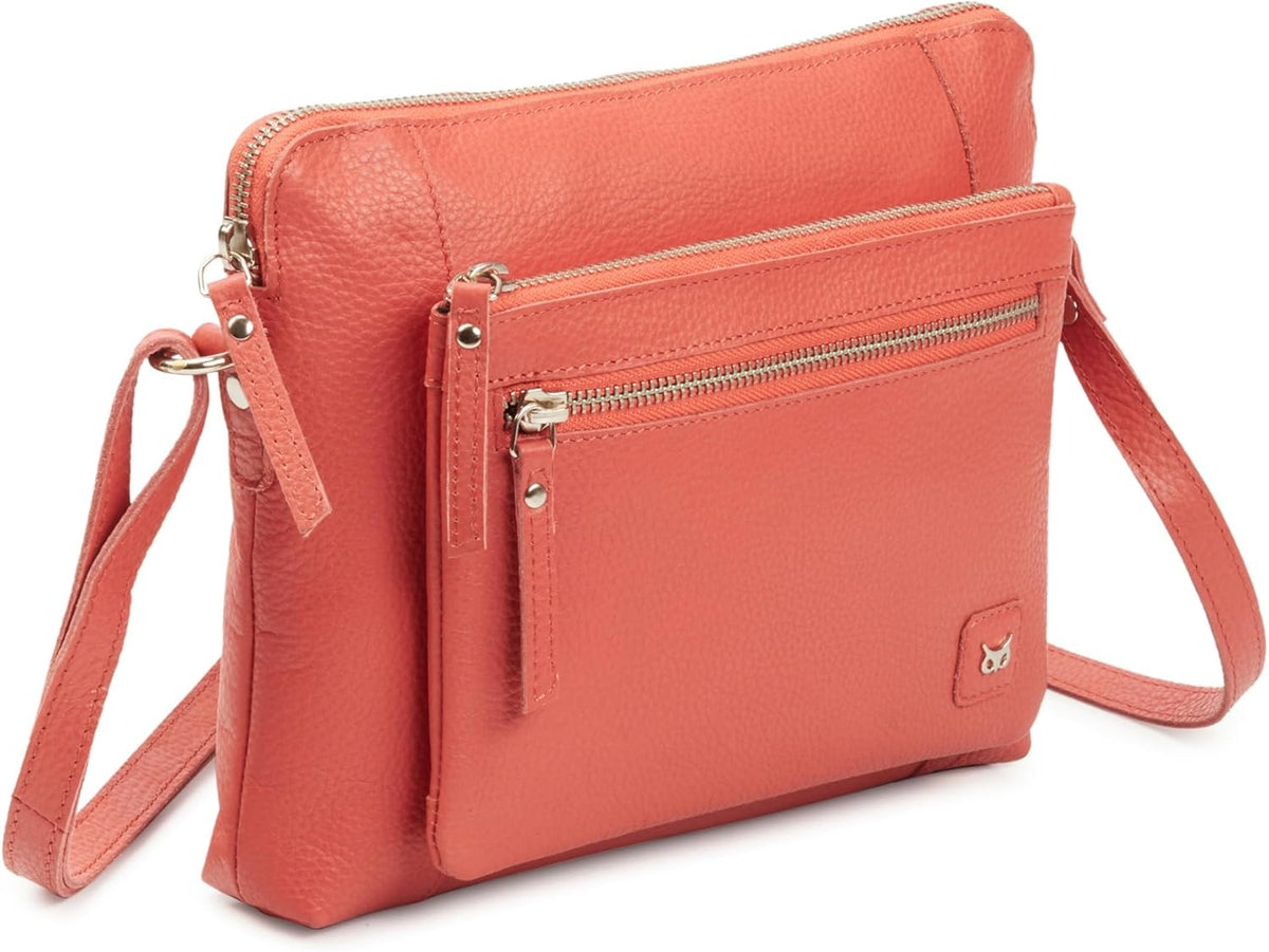 Wise Owl Accessories Small Soft Pebbled Real Leather Crossbody Handbags Purses Sling Crossover Shoulder Bag