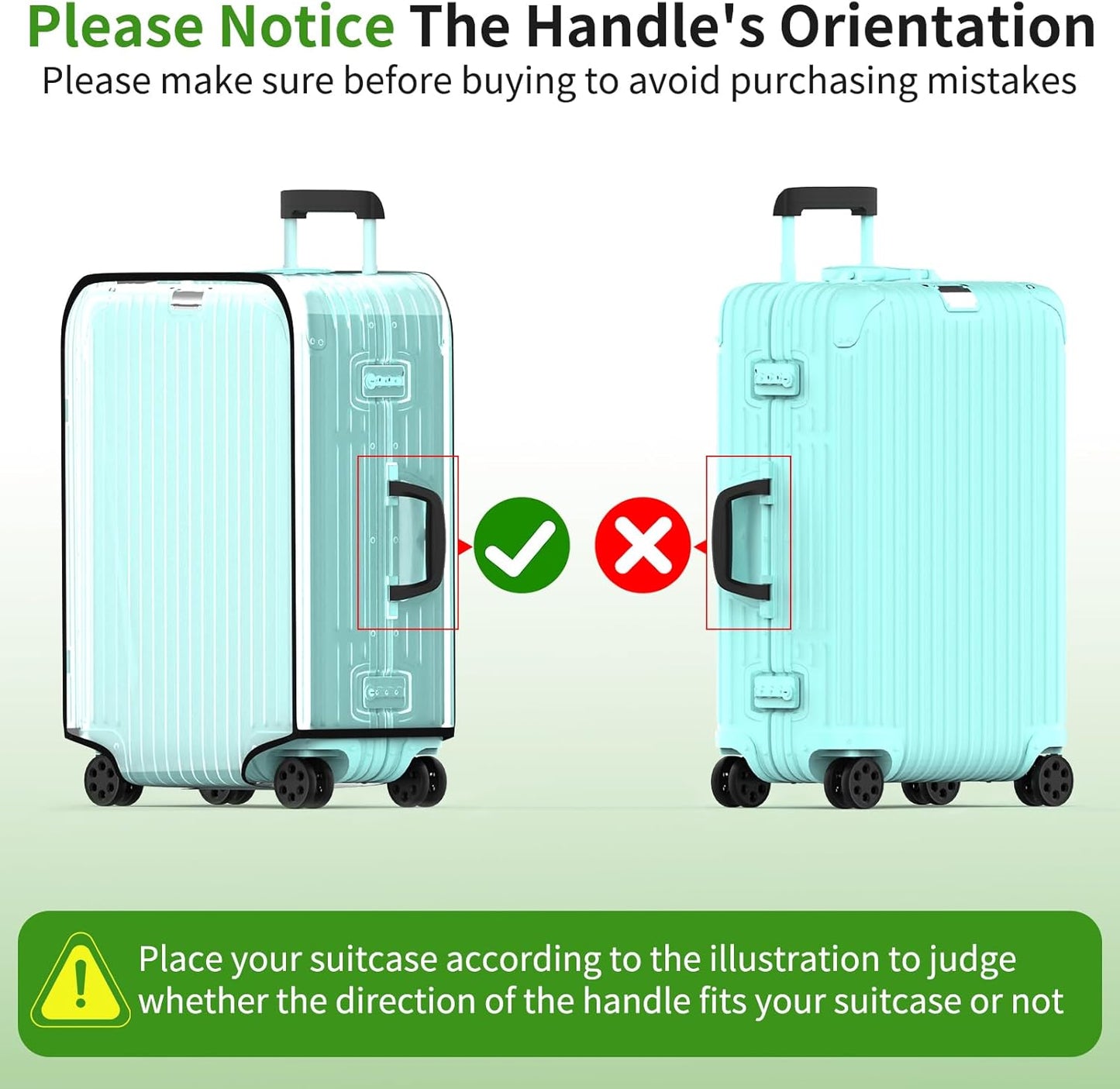 Suitcase Covers For Luggage, 24 Inch Clear PVC Luggage Covers Protector Full Thicken Transparent Waterproof Suitcase Sleeve With Large Velcro for 24" Wheeled Suitcases