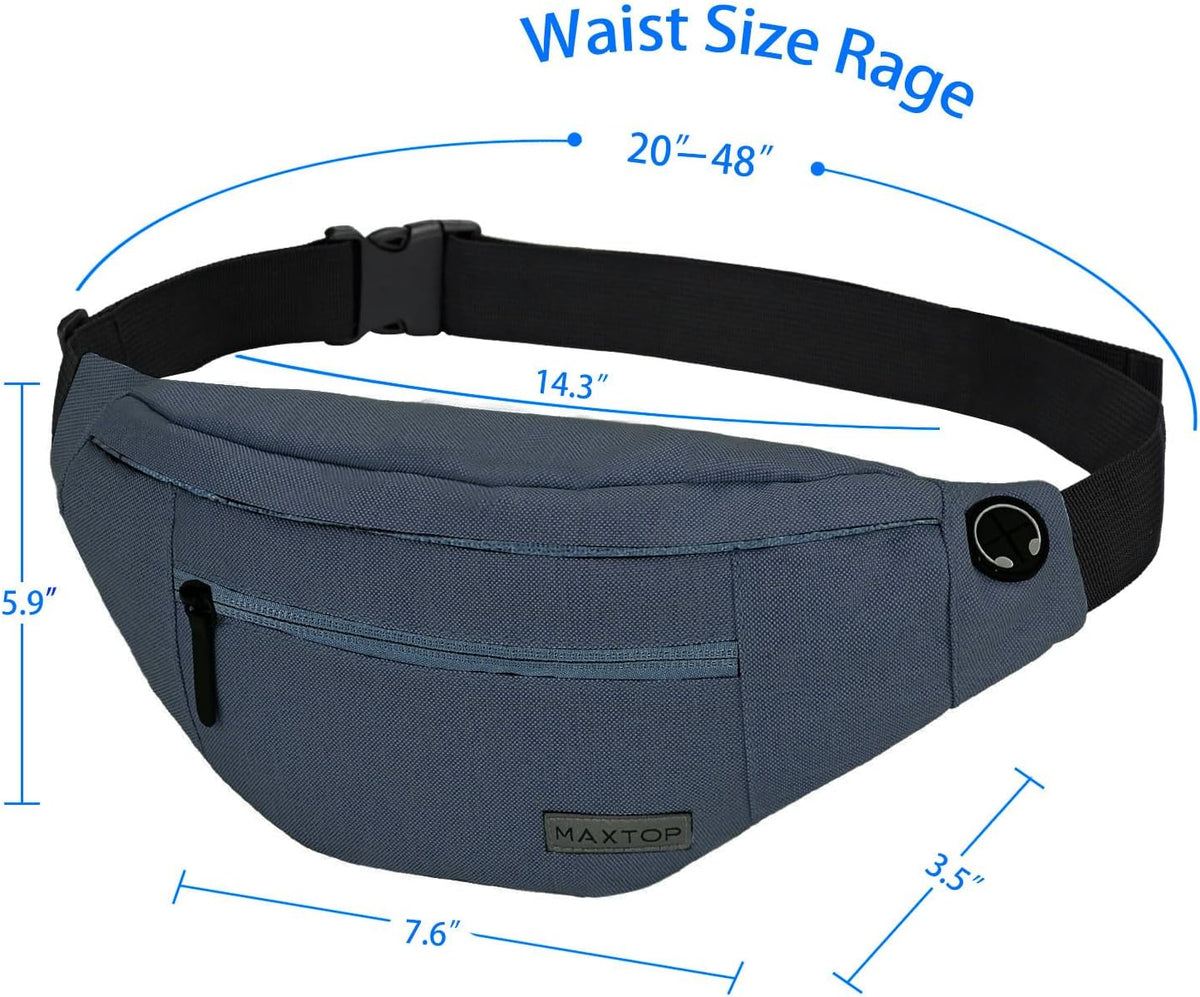 MAXTOP Large Crossbody Fanny Pack with 4-Zipper Pockets,Gifts for Enjoy Sports Festival Workout Traveling Running Casual Hands-Free Wallets Waist Pack Phone Bag Carrying All Phones