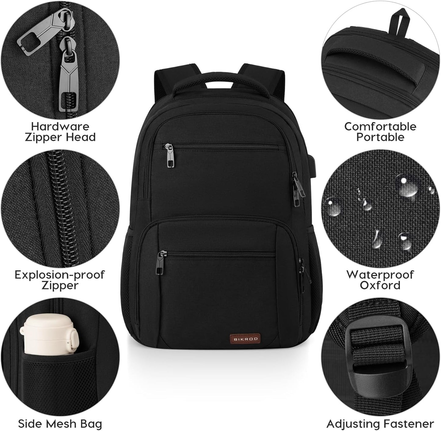 Backpack for Men and Women, School Backpacks for Teen Boys Water Resistant TSA Travel Backpack with USB Charging Port, Business Anti Theft Sturdy Computer Bag Gifts Fits 15.6 Inch Laptop,Black