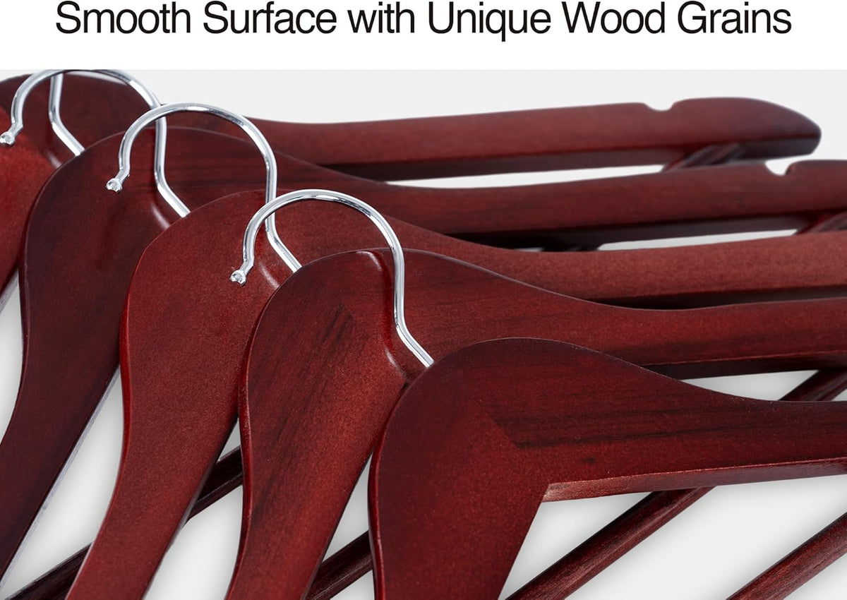 StorageWorks Wooden Hangers 20 Pack, Wood Coat Hanger for Coats, Shirts, Jackets, Pants, Suits, Dark Cherry Color