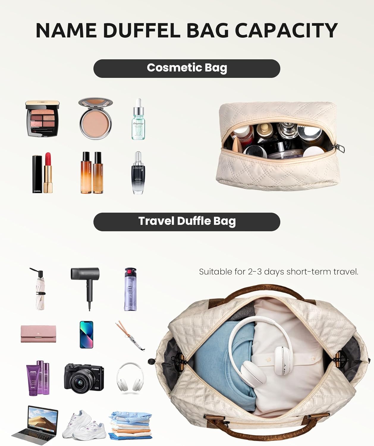 Gifts for Grandma-Initial Duffle Bag with Shoe Compartment, Personalized Weekender Bag, Monogram Overnight Bag, Letter Travel Bag with Makeup Bag，Daughter Friend Gifts (Letter P)