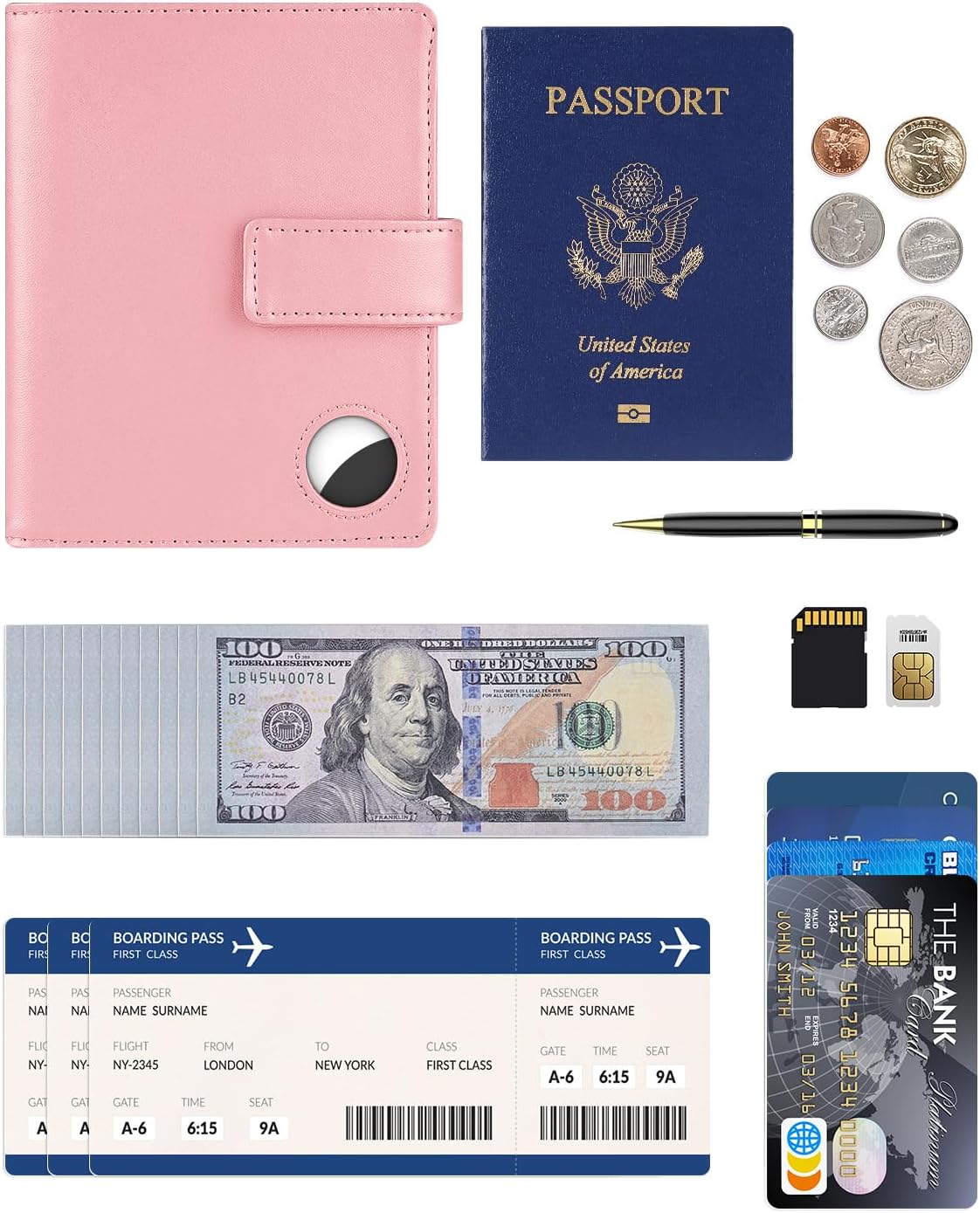 Passport Holder Wallet Cover Case for Women and Men,RFID Blocking,Passport Case,Travel Accessories (Light Pink)