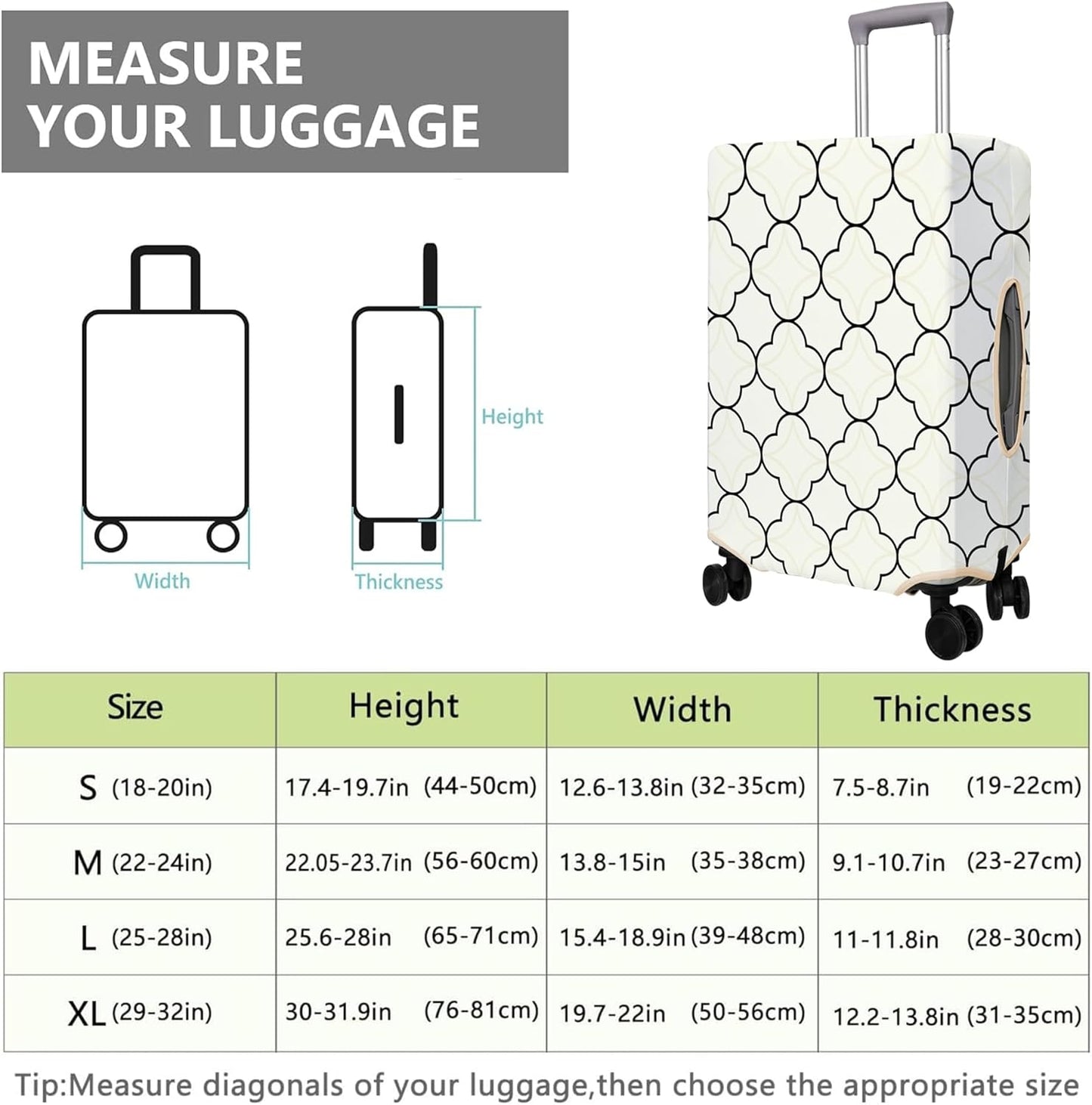 Travel Luggage Cover Suitcase Protector Fits 18-32 Inch Wheel Covers PatternedTravel Related Items Flower Luggage Protector Elastic XL