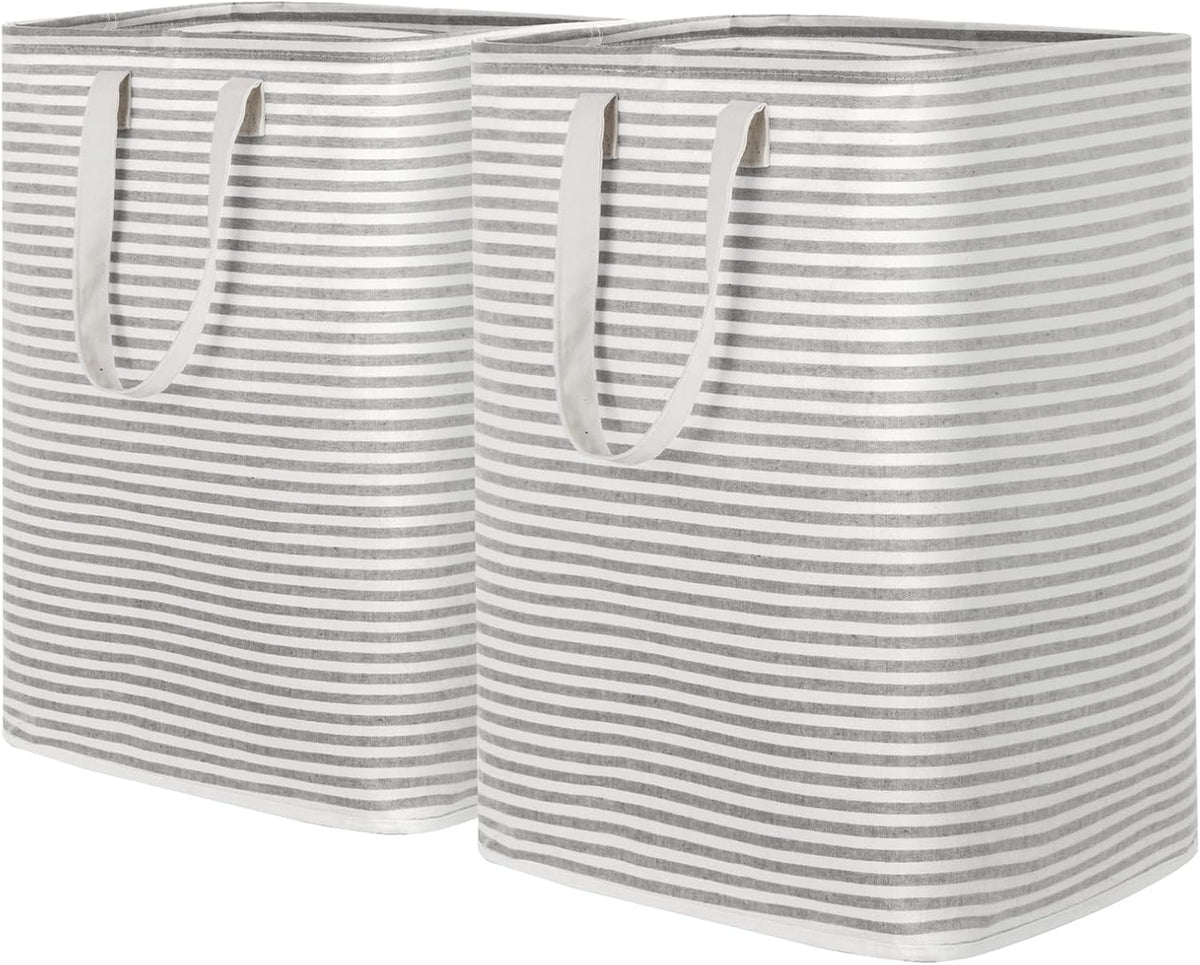 Lifewit 2 Pack Laundry Hamper Large Collapsible Laundry Baskets, Freestanding Waterproof Clothes Hamper with Easy Carry Handles in Laundry Room Bedroom Bathroom College Dorm for Adults, Grey, 2 x 90L