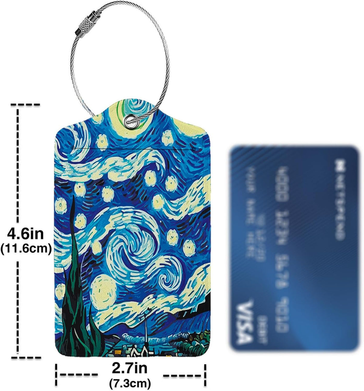 The Starry Night 2 Pack Luggage Tag for Suitcase, Cute Unique Leather Bag Tags Identifiers Privacy Cover ID Label with Steel Loop for Women Men Kids Girls Travel