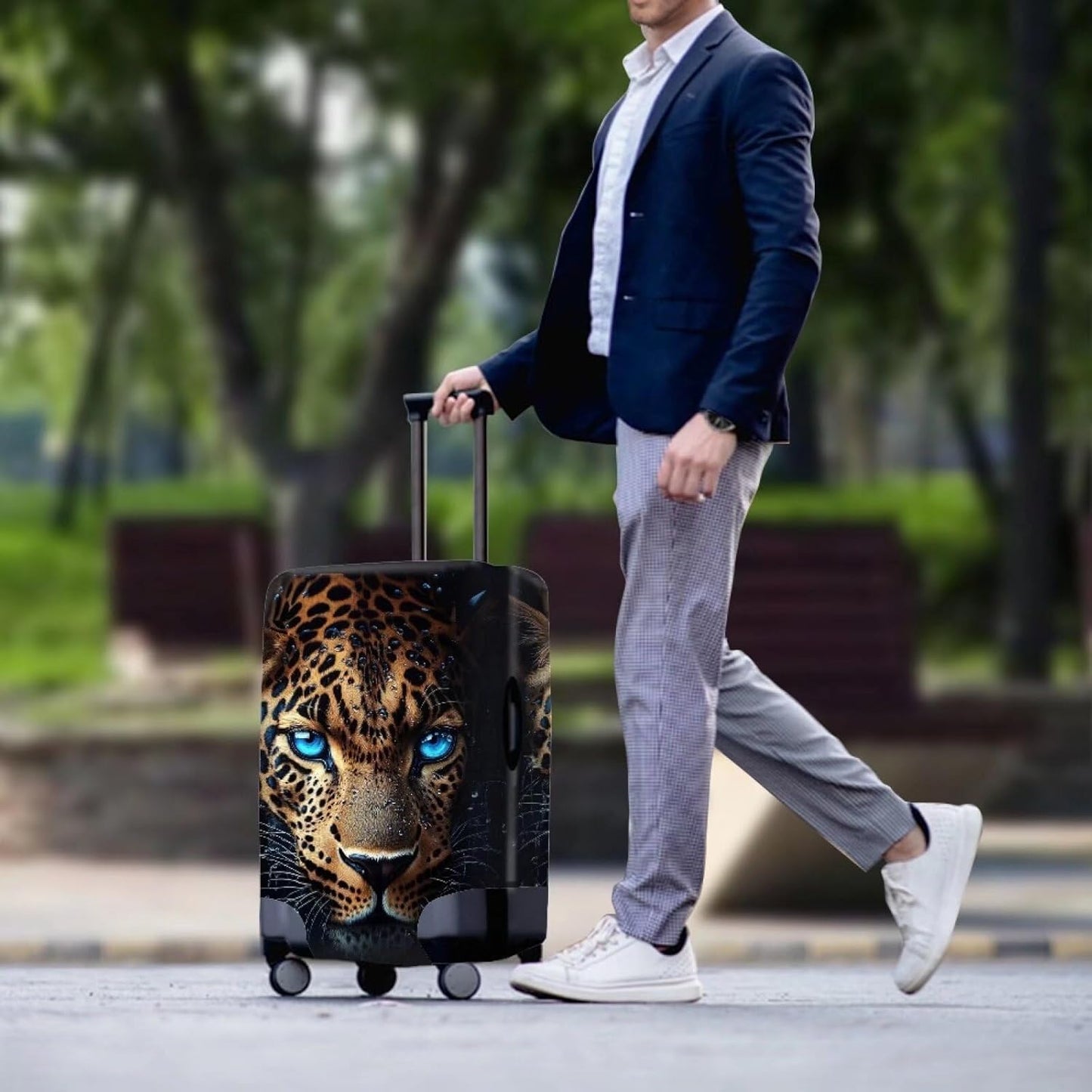 Cool Laopard Luggage Cover Universal Fit 26-29 Inch Luggage with Zipper Anti-Slip Elastic Spandex Luggage Covers Protector Scratch Resistant Travel Suitcase Cover Washable Baggage Cover
