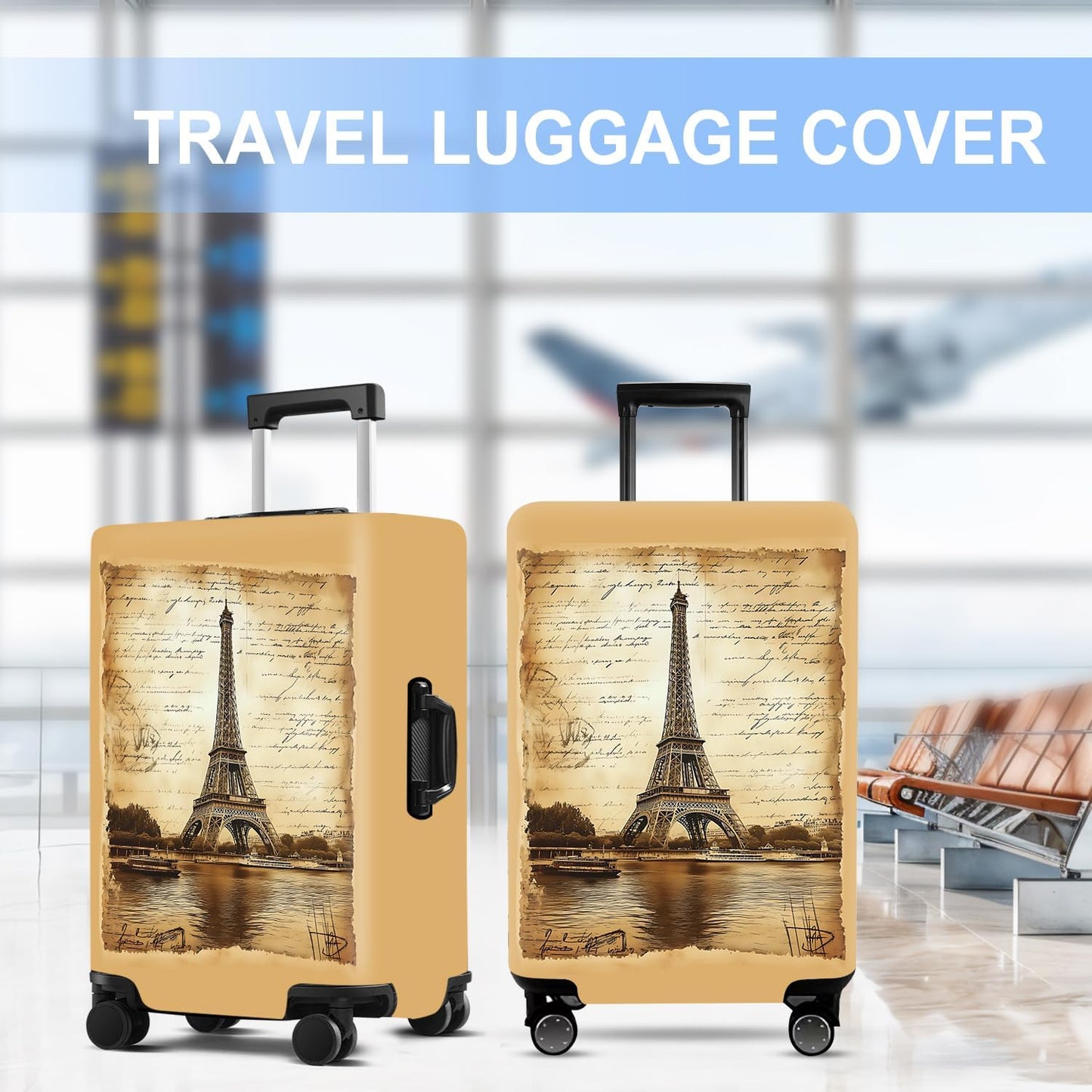 Luggage Cover Washable Suitcase Protector Anti-scratch Suitcase cover Fits 20-34 Inch Luggage (Tower-3, XL(32-34inch suitcase))