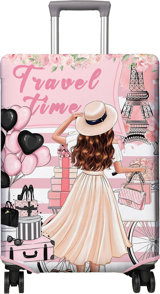 Travel Luggage Cover Suitcase Protector Fits 18-32 Inch Wheel Covers PatternedTravel Related Items Flower Luggage Protector Elastic L