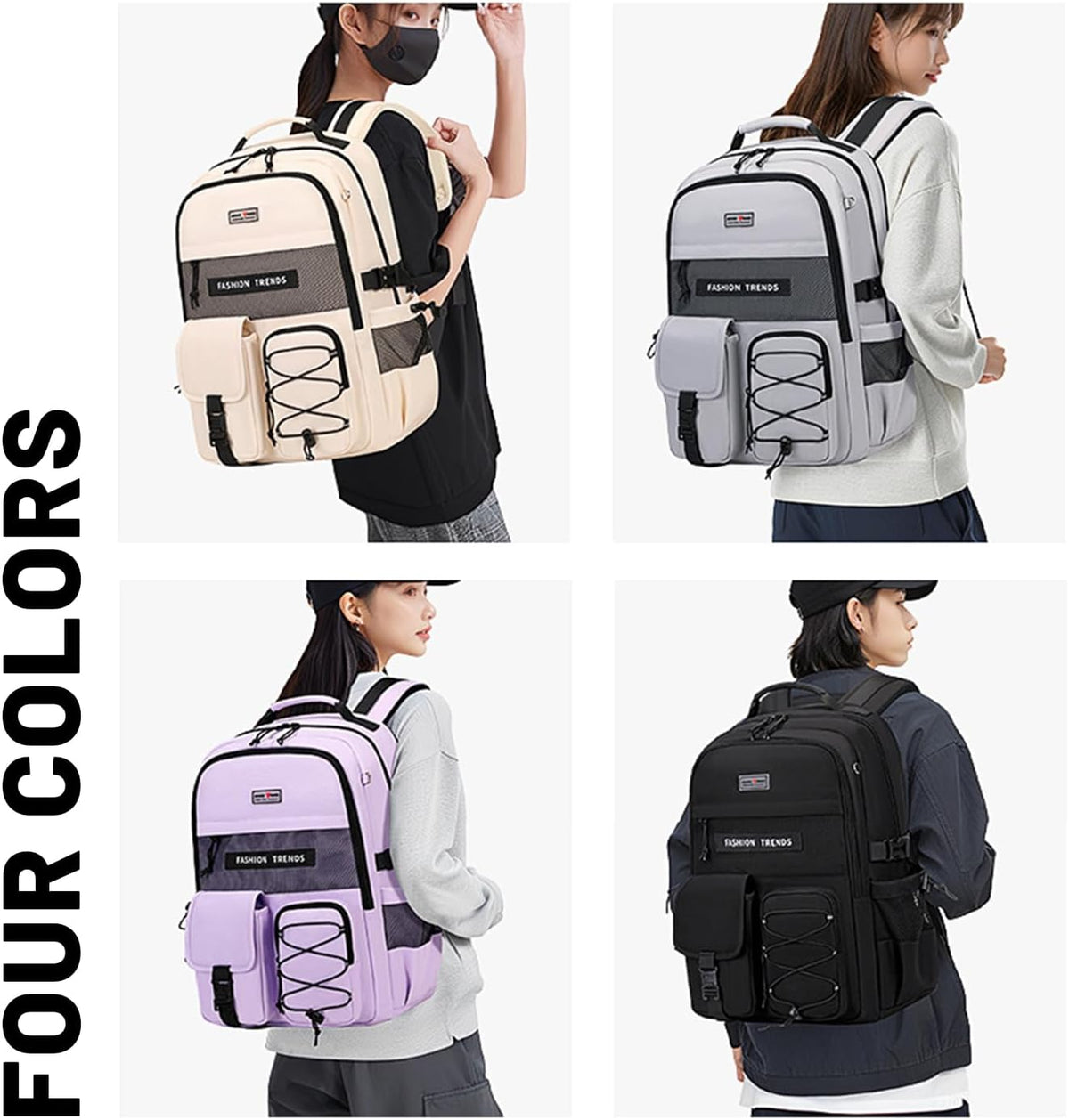 Lohol Multi-Pocket Backpack with 15.6 inch Laptop Compartment, Water Resistant Bookbag for School College and Travel (Purple)