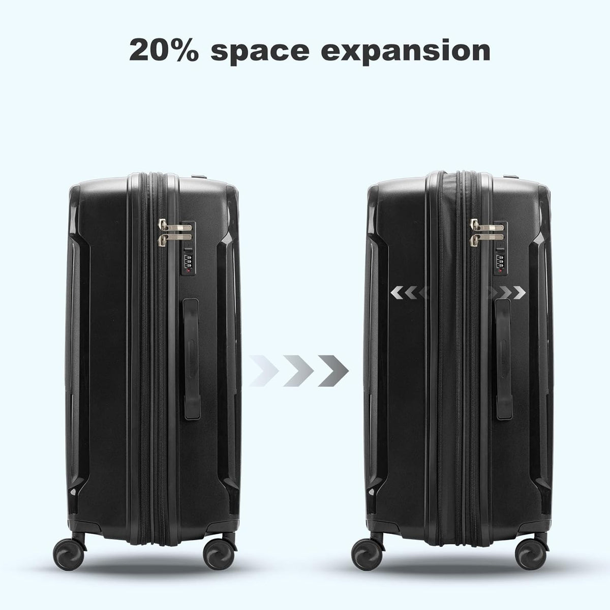 Nazhura Luggage Set, 3-Piece Hardside Suitcase Set, 20-inch Carry On, 24-inch, 28-inch Luggage