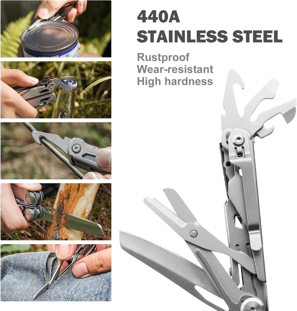 Multitool Stainless Steel Multi-Tool Pliers 22-in-1 with Safety Locking, Pocket Knife, Bottle Opener, EDC Equipment With Pocket Clip for Survival, Camping, Hunting and Hiking.