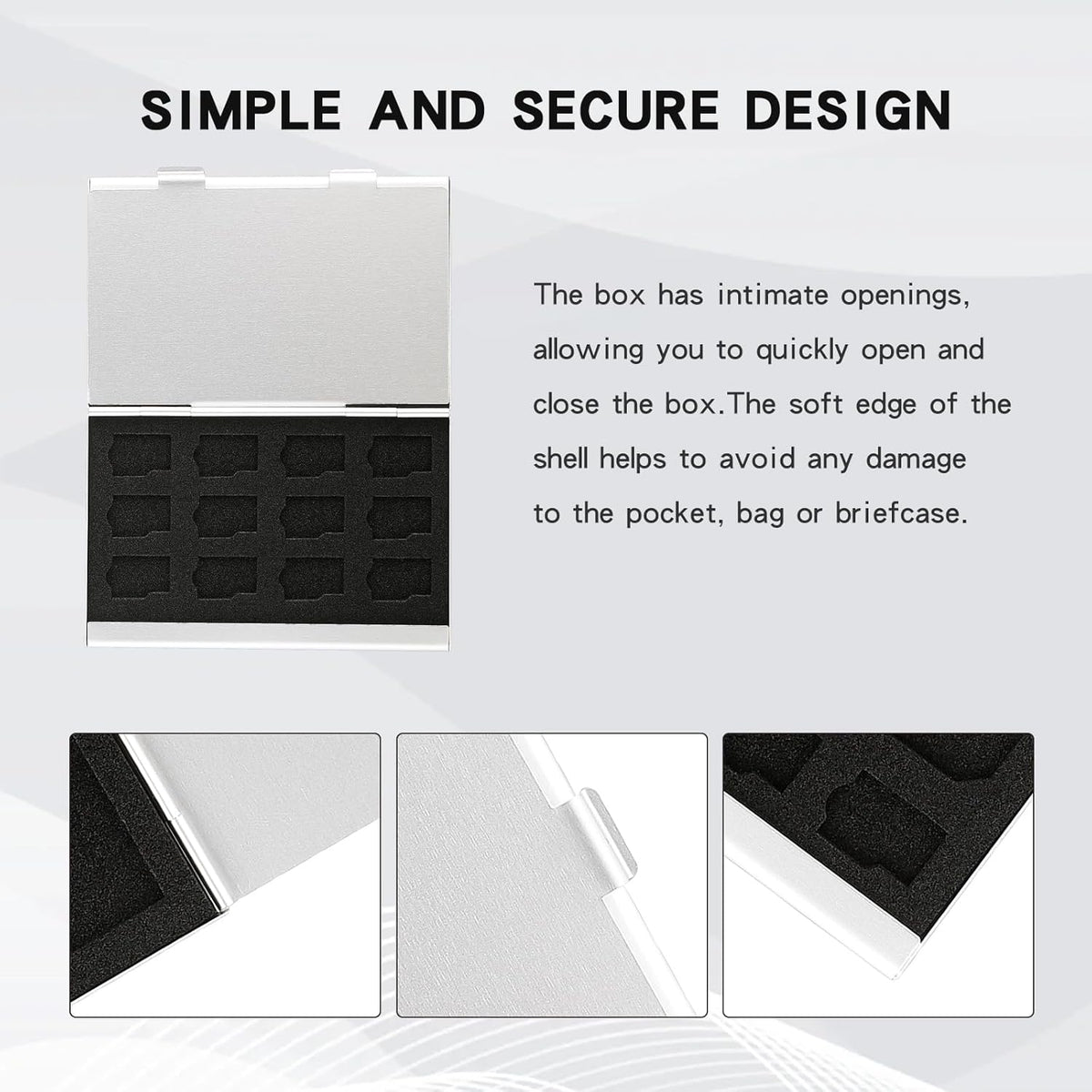 Aluminum SD Card Case, 21Slots Ultrathin SD Card Holder, Memory Card Storage Holder, Fit for 3 SD Card, 18 Micro SD Card, Silver